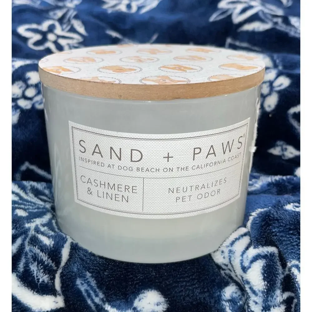 NEW! Sand + Paws Cashmere & Linen 12 oz Scented Candle